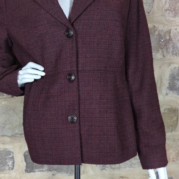 J. Jill Wool Blend Purple Blazer Woman's Size 14 Lined 3 Button Career Wear - Picture 3 of 12